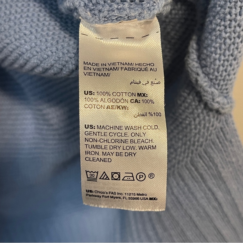Chico's Light Blue V-Neck Tunic Sweater - Picture 6 of 6